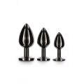 Анальна металева пробка M із чорним каменем Butt Plug With Diamond Jewel Taboom