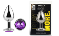 Анальная пробка с кристаллом EGZO - Silver Round Plug Purple size M
