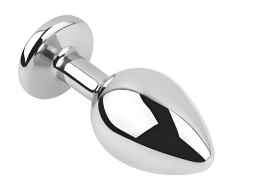 Анальная пробка с кристаллом EGZO - Silver Round Plug Purple size M