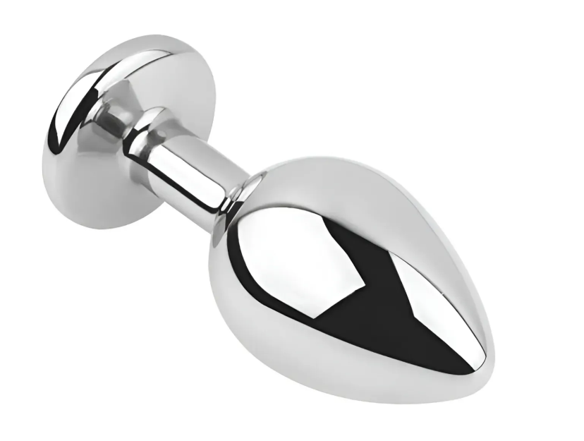 Анальная пробка с кристаллом EGZO - Silver Round Plug Purple size M