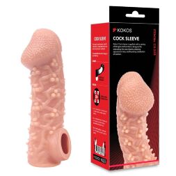 Насадка на член с тройными пупырками и фиксацией Kokos Cock Sleeve CS 009 S