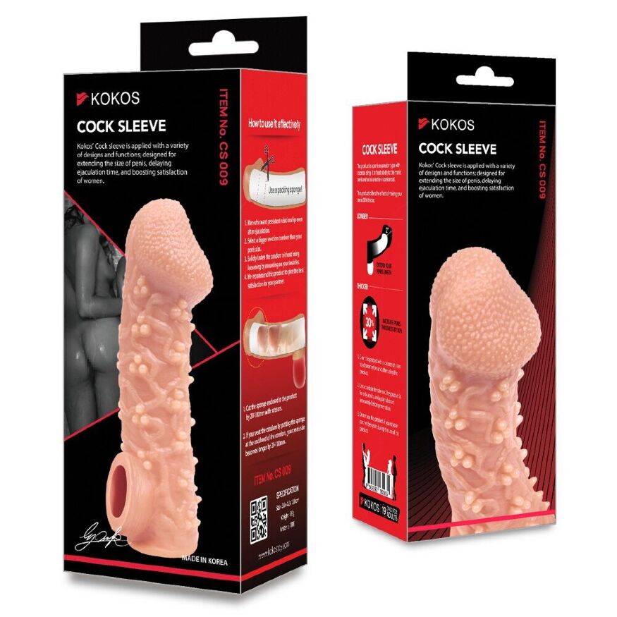 Насадка на член з потрійними пухирцями та фіксацією Kokos Cock Sleeve CS 009 S