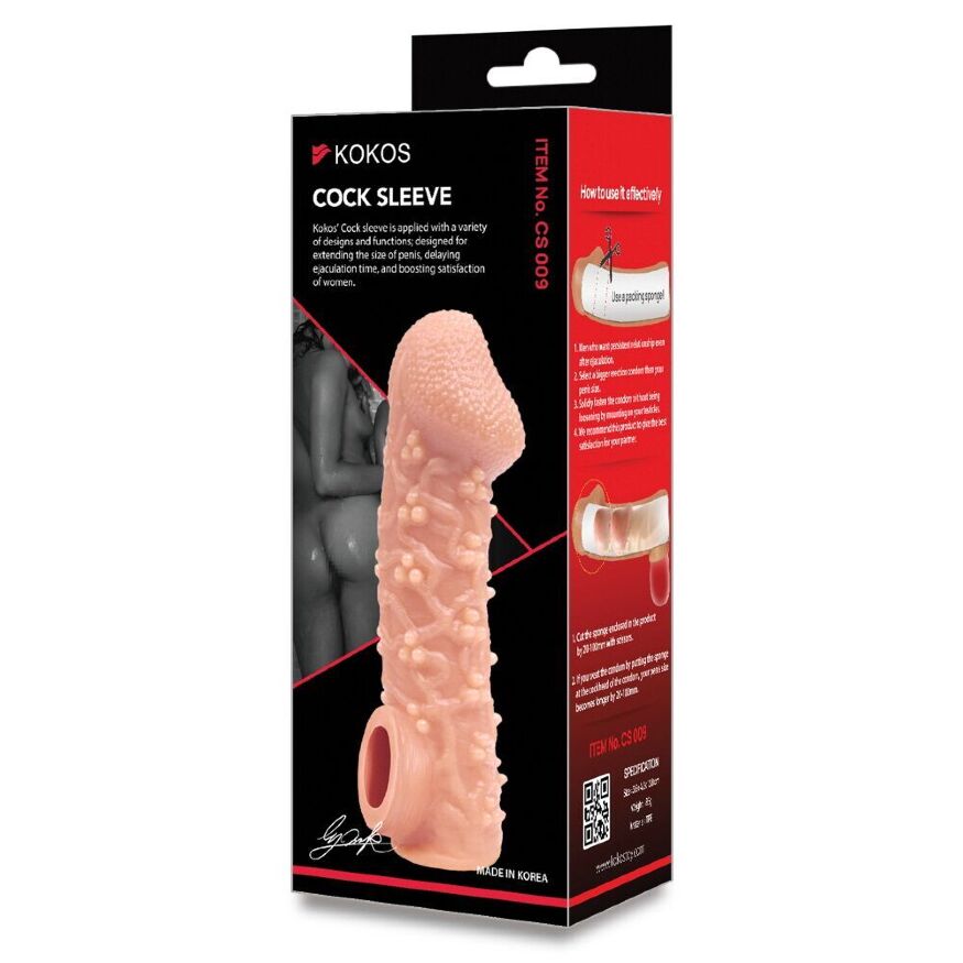 Насадка на член з потрійними пухирцями та фіксацією Kokos Cock Sleeve CS 009 S
