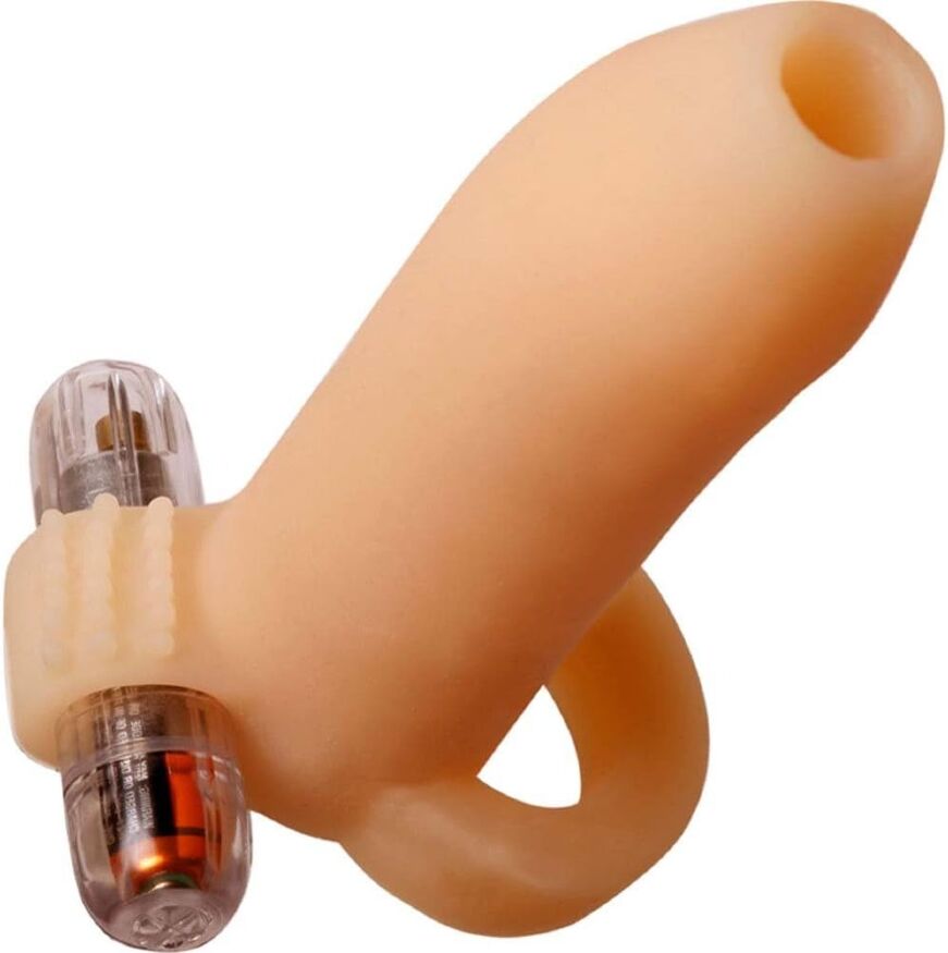 Насадка для пениса Pipedream Real Feel Penis Enhancer с вибропулей, бежевая