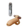 Насадка для пениса Pipedream Real Feel Penis Enhancer с вибропулей, бежевая