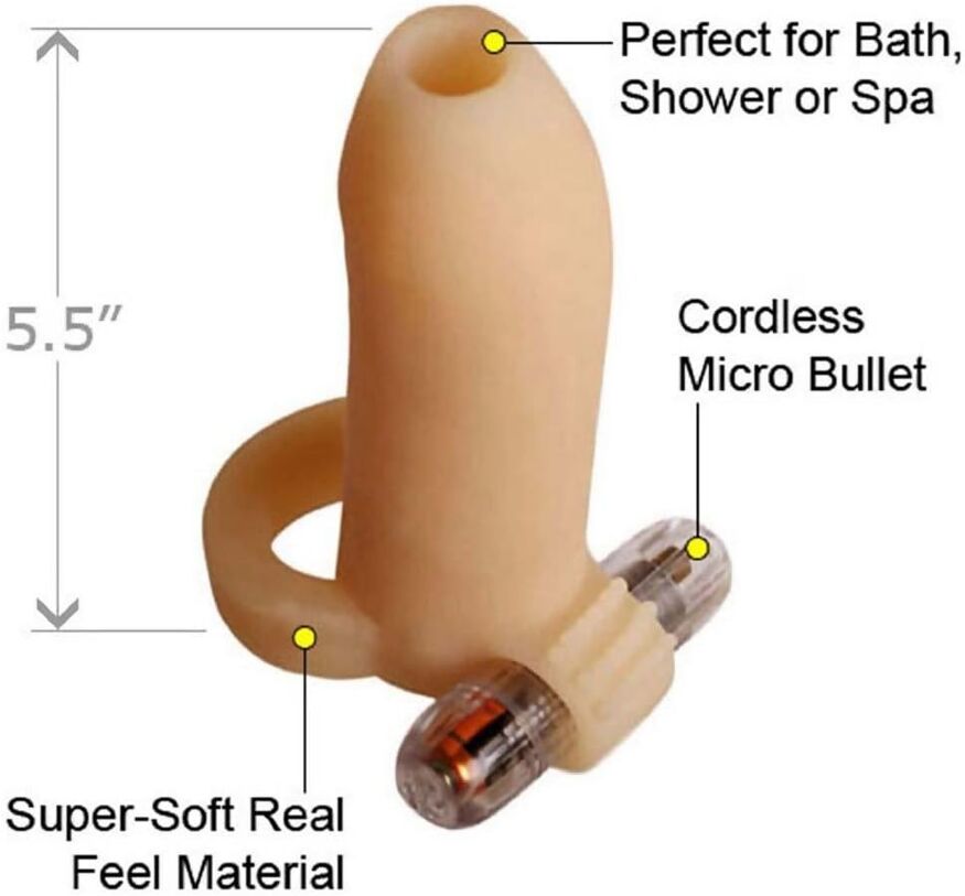 Насадка для пениса Pipedream Real Feel Penis Enhancer с вибропулей, бежевая