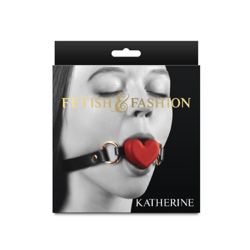 Кляп у вигляді серця NS Novelties Katherine на регульованому ремінці, червоно-чорний