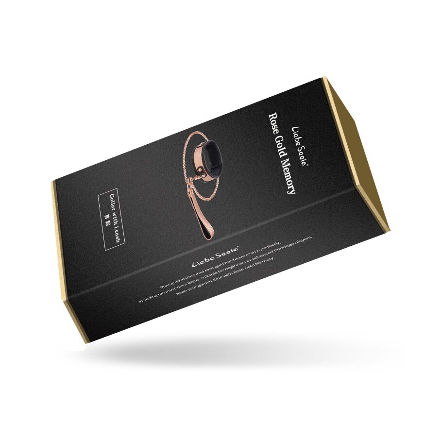 Широкий нашийник з повідцем Liebe Seele Rose Gold Memory Collar with Leash, натуральна шкіра