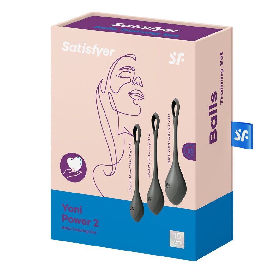 Набор йони бусин Satisfyer Yoni Power 2 Black, диаметр 2-2,5-3см, масса 22-44-73 г (мятая упаковка)