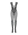 Комбінезон Obsessive з малюнком крил Bodystocking N112, чорний S\M