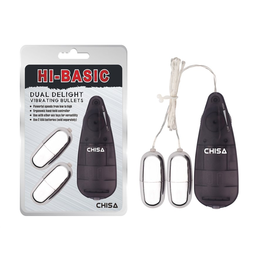 Віброяйця з пультом Chisa Hi-Basic Dual Delight Vibrating Bullets, сріблясті