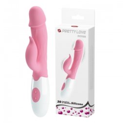 Стильный вибратор с дополнительным отростком для стимуляции клитора Pretty Love Peter Vibrator Pink