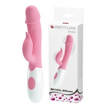 Стильный вибратор с дополнительным отростком для стимуляции клитора Pretty Love Peter Vibrator Pink