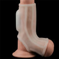 Насадка на член - Vibrating Ridge Knights Ring With Scrotum Sleeve White