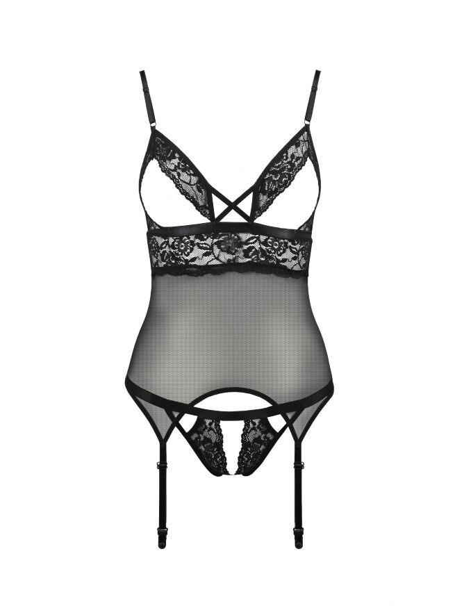 Корсет з відкритими грудьми S/M black DIABOLINA CORSET - Passion