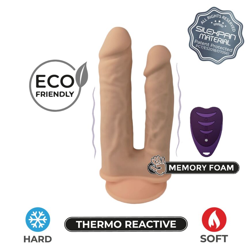 Двойной фаллоимитатор с вибрацией SilexD Double Gusto Vibro Flesh (Model 1 size 8" &amp; 7") + LRS