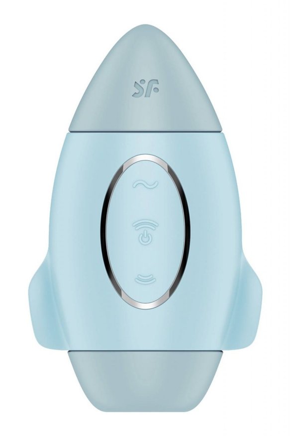 Вакуумный вибратор двойного действия в виде Ракеты Satisfyer Mission Control, голубой