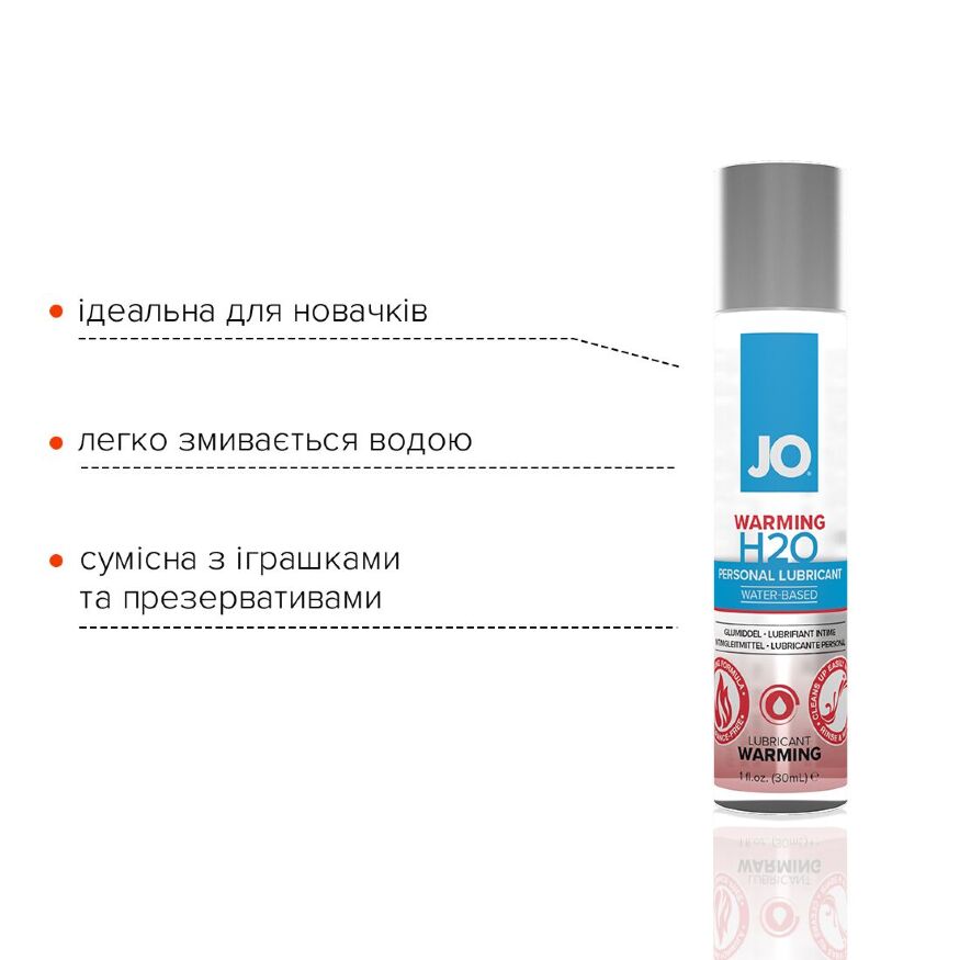 Зігрівальна змазка на водній основі JO H2O WARMING (30 мл) з екстрактом перцевої м’яти