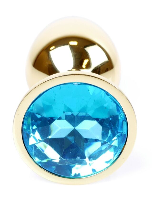 Анальная пробка Boss Series - Jewellery Gold PLUG Light Blue S, BS6400022