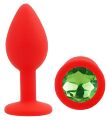 Силиконовая анальная пробка EGZO - Silicone Red Round Plug Green, size S