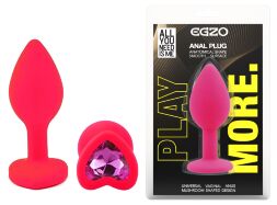 Силіконова анальна пробка EGZO - Silicone Pink Heart Plug Rose, size S
