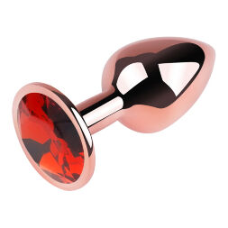 Анальна пробка з кристалом EGZO - Rose Gold Round Plug Red size S