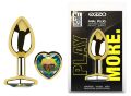 Анальная пробка с кристаллом EGZO - Gold Heart Plug Rainbow size M