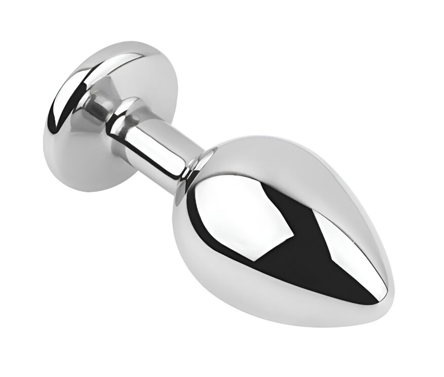 Анальна пробка з кристалом EGZO - Silver Round Plug Marine size M