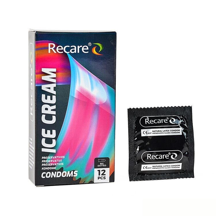 Презервативы з пупырышками Recare Ice Cream Big Dotted Condoms 12 шт, аромат: мороженое