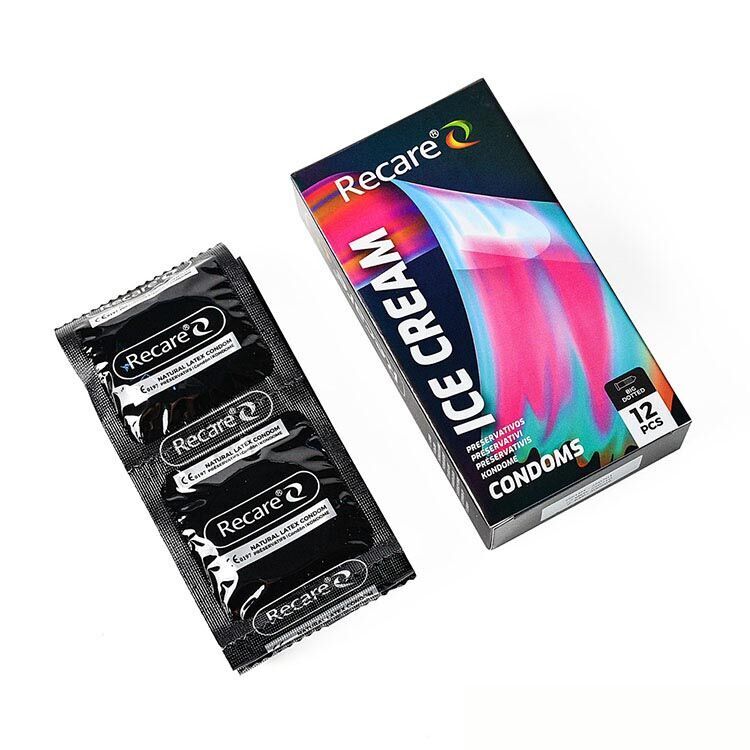 Презервативы з пупырышками Recare Ice Cream Big Dotted Condoms 12 шт, аромат: мороженое