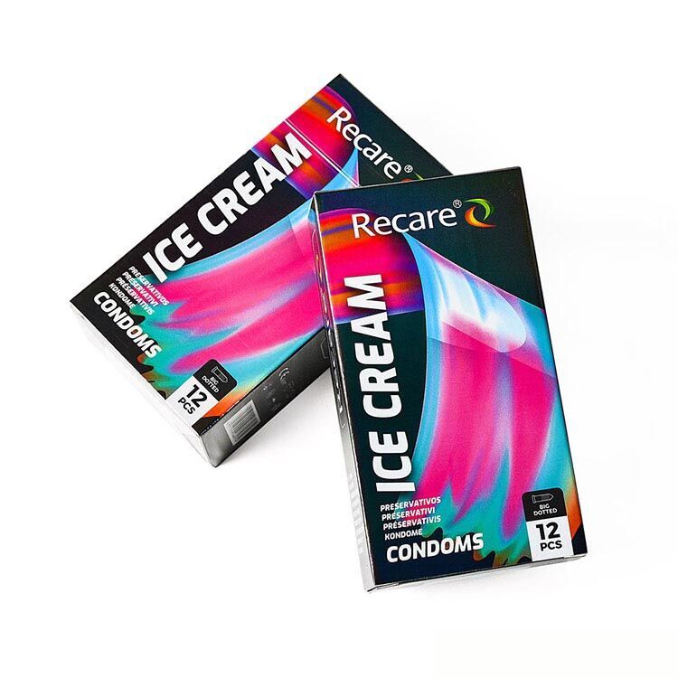 Презервативы з пупырышками Recare Ice Cream Big Dotted Condoms 12 шт, аромат: мороженое