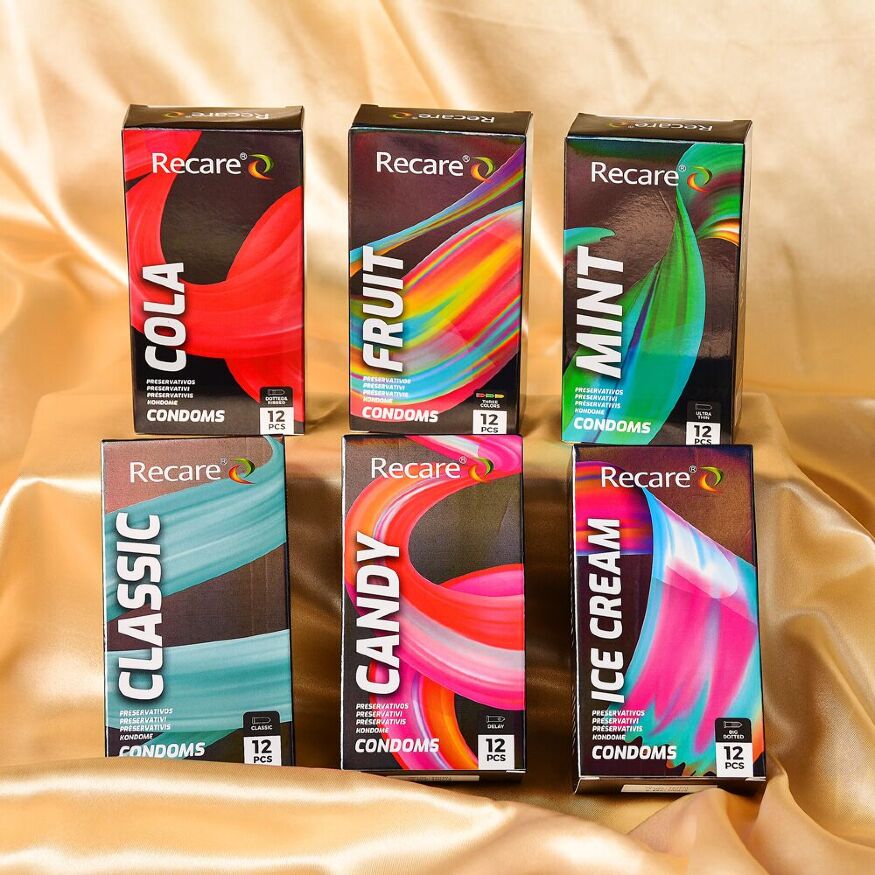 Презервативы з пупырышками Recare Ice Cream Big Dotted Condoms 12 шт, аромат: мороженое