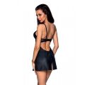 Бэби-долл из эко-кожи и кружева Loona Chemise black L/XL - Passion