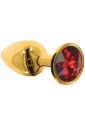 Анальний корок металевий золотистий L Butt Plug With Diamond Jewel Taboom