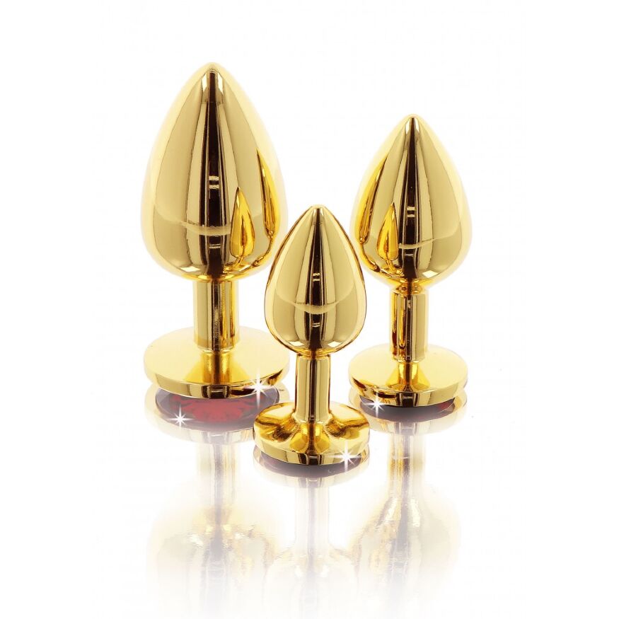Анальний корок металевий золотистий L Butt Plug With Diamond Jewel Taboom