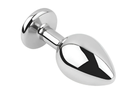 Анальная пробка с кристаллом EGZO - Silver Round Plug Aqua size M