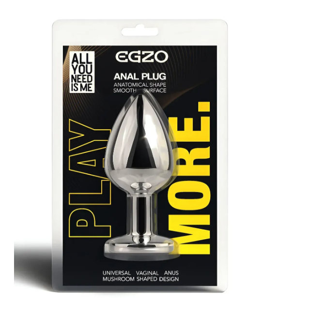 Анальная пробка с кристаллом EGZO - Silver Round Plug Aqua size M
