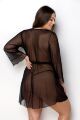 Пеньюар Passion AMBERLY PEIGNOIR 4XL/5XL, black, ажурні декольте та манжети, широкі рукави