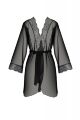 Пеньюар Passion AMBERLY PEIGNOIR 4XL/5XL, black, ажурні декольте та манжети, широкі рукави