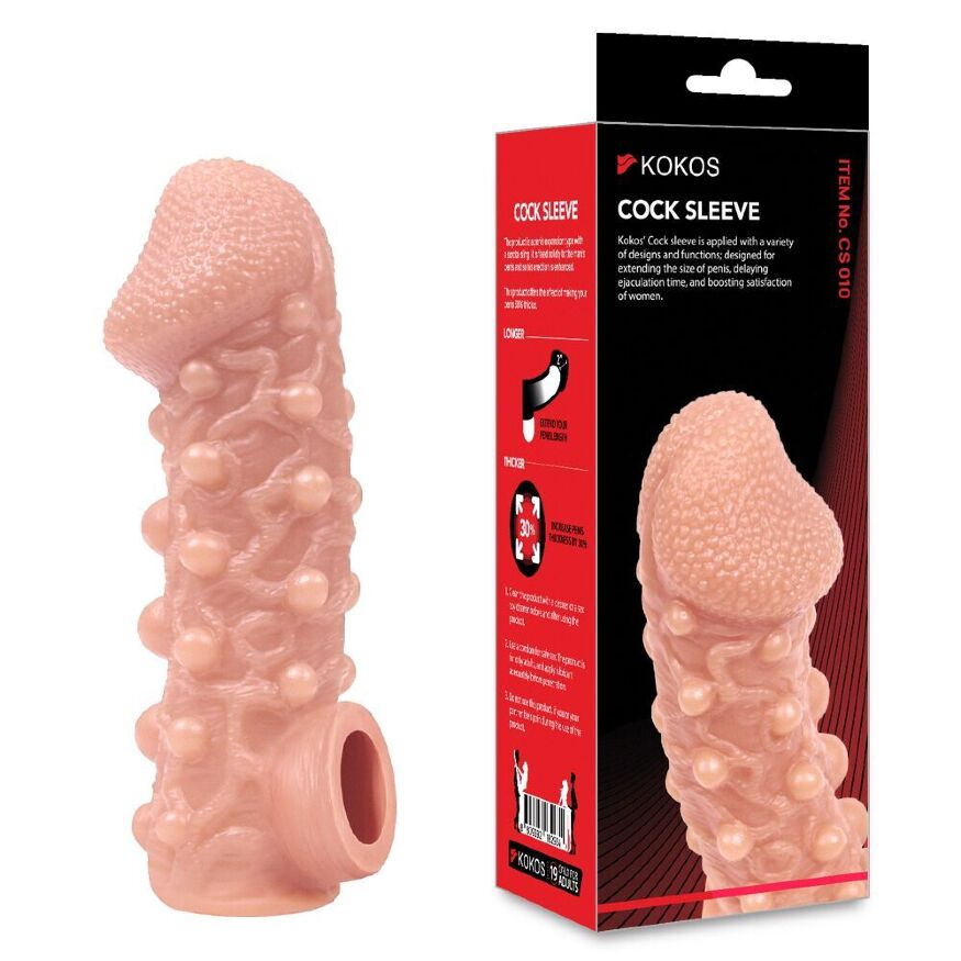 Насадка на член c обильным рельефом и фиксацией мошонки Kokos Cock Sleeve CS 010 S