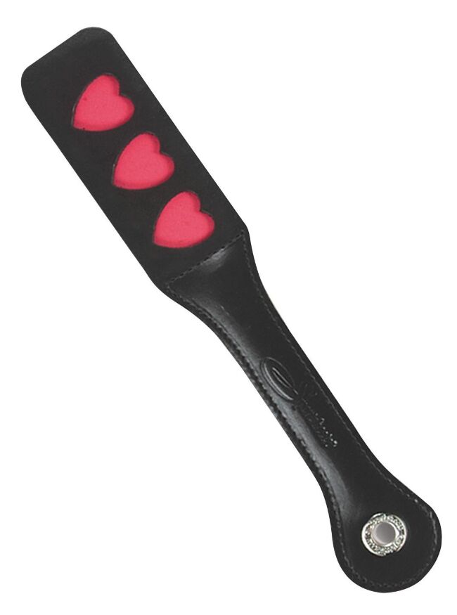 Паддл с тремя сердцами Sportsheets Leather Heart Impression Paddle