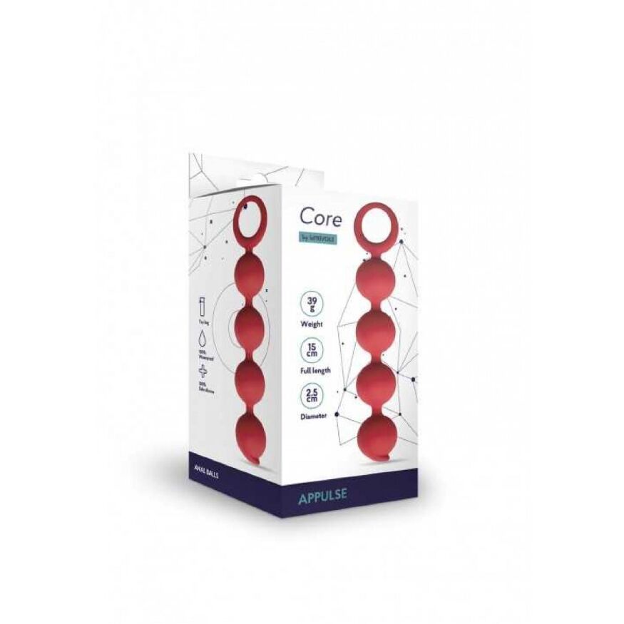 Анальные бусы Core APPULSE LeFrivole красная 15x2.5 см