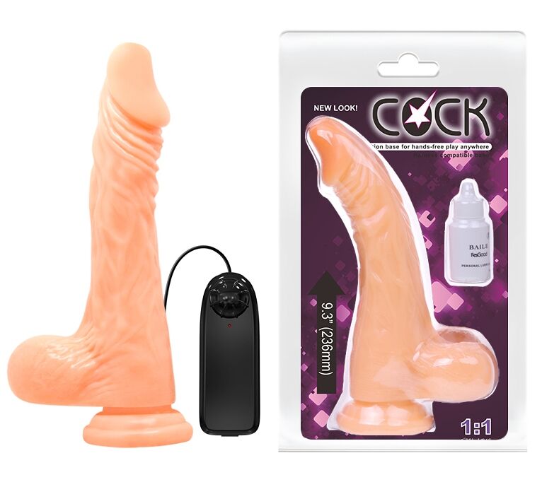Вибратор на присоске BAILE - COCK 9,3'' BW-008070A