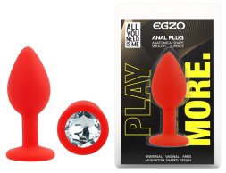 Силіконова анальна пробка EGZO - Silicone Red Round Plug Clear, size S