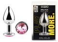 Анальна пробка з кристалом EGZO - Silver Round Plug Pink size M