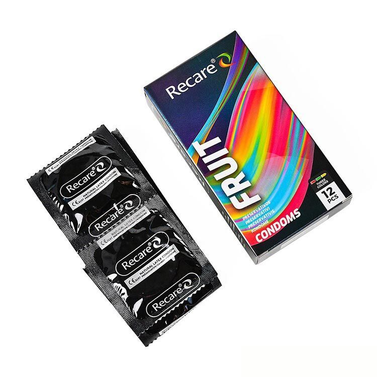 Презервативи Recare Color Fruit Flavour Condoms 12 шт, аромати: м'ята, банан, полуниця