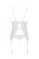Корсет Passion Ursula Corset white XXL/XXXL, с пажами, трусики с ажурным декором и открытым шагом