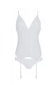 Корсет Passion Ursula Corset white XXL/XXXL, с пажами, трусики с ажурным декором и открытым шагом