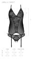 Корсет Passion Ursula Corset white XXL/XXXL, с пажами, трусики с ажурным декором и открытым шагом