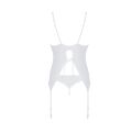 Корсет Passion Ursula Corset white XXL/XXXL, с пажами, трусики с ажурным декором и открытым шагом